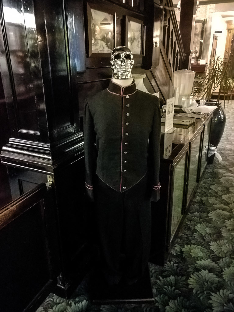 Old fashion concierge uniform on display in the Cary House Hotel. 