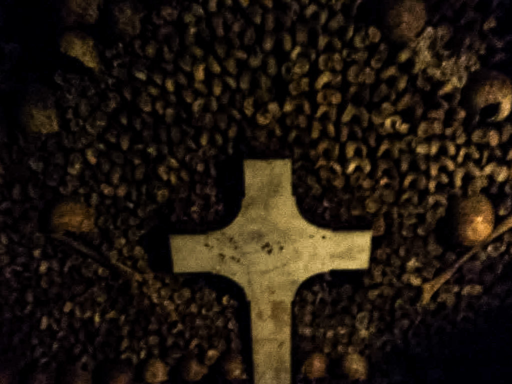 Cross in the Paris Catacombs. 