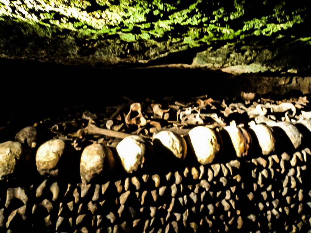 Bones in the Paris Catacombs. 