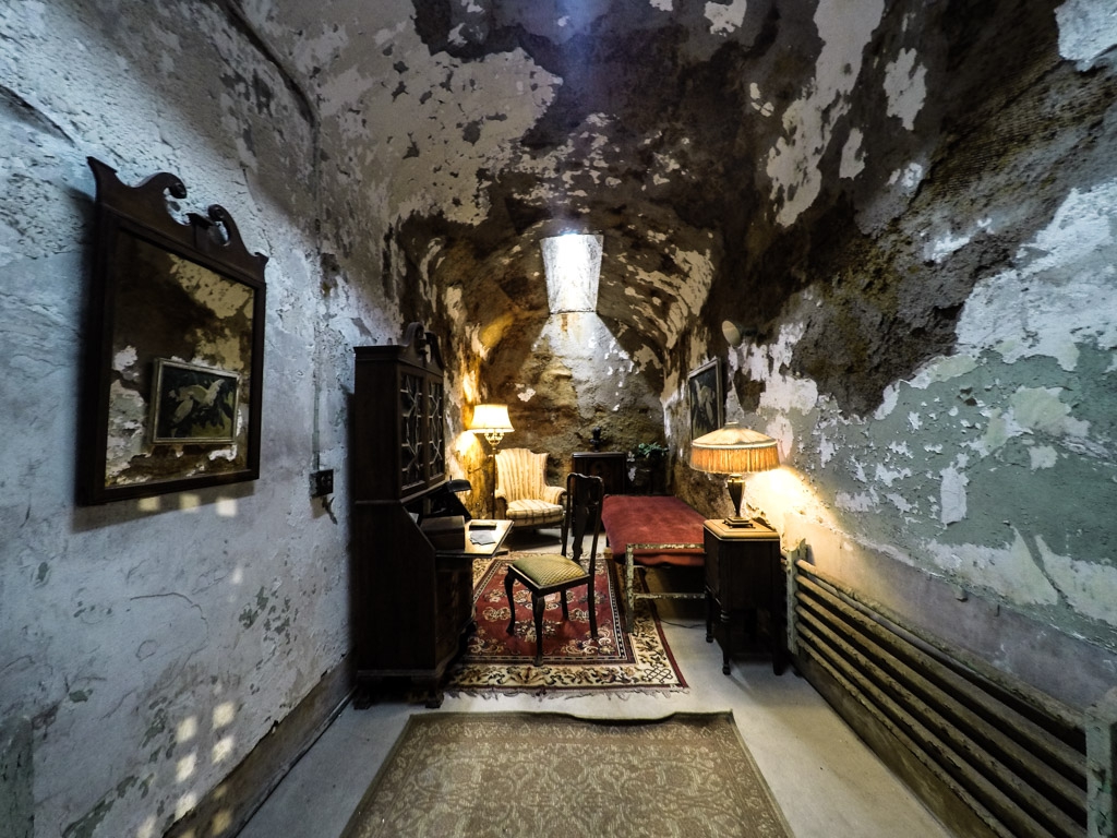 Al Capone's cell in Eastern State Penitentiary. 