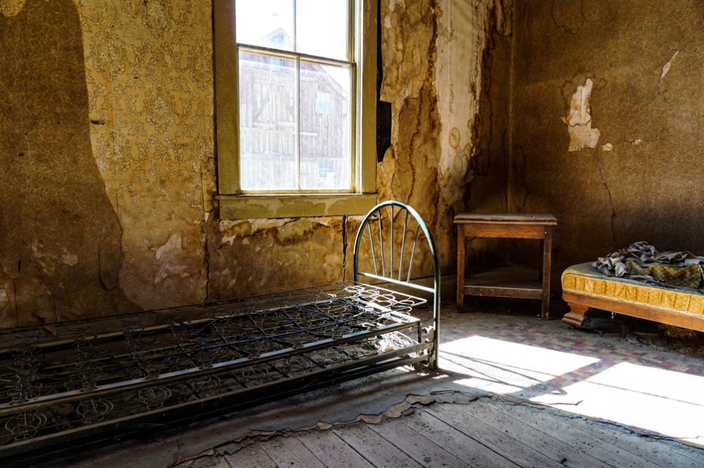 Interior of a house in Bodie, Californian ghost town. 