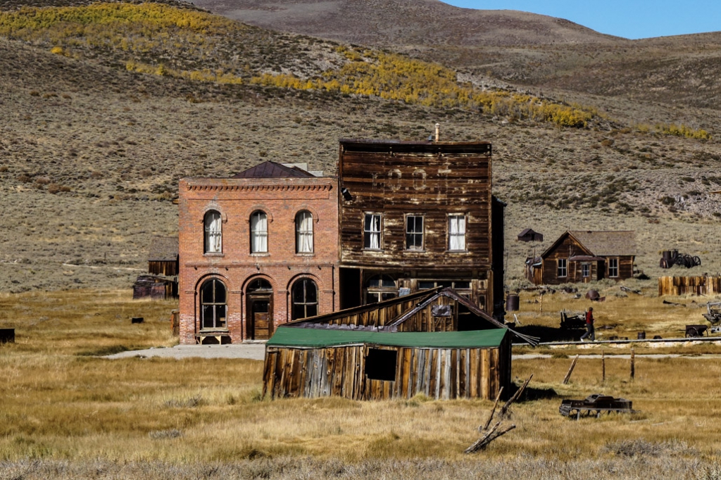 Buildings decaying in the ghost town Bodie. 