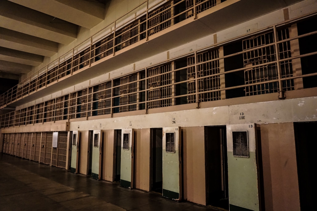 Solitary confinement, cellblock D in Alcatraz. 