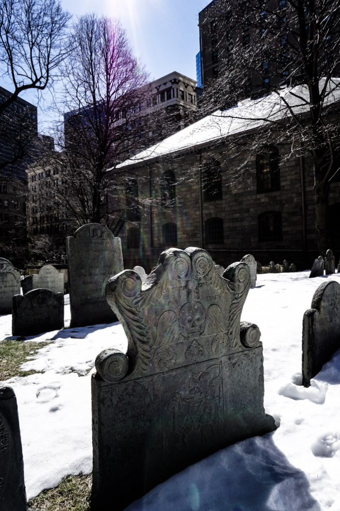Tombstone in King's Chapel Burying Ground in Boston. 