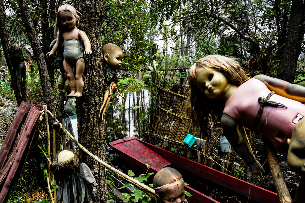 Xochimilco Island of the Dolls in Mexico. 