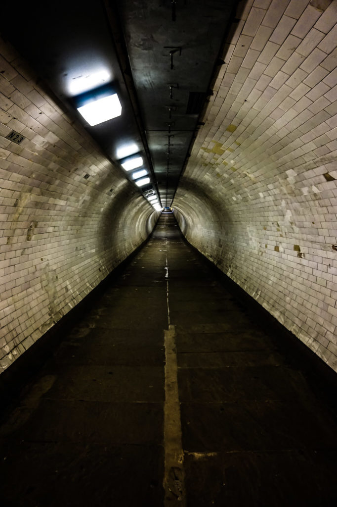 Underground the Rive Thames in the Greenwich Foot Tunnel. 