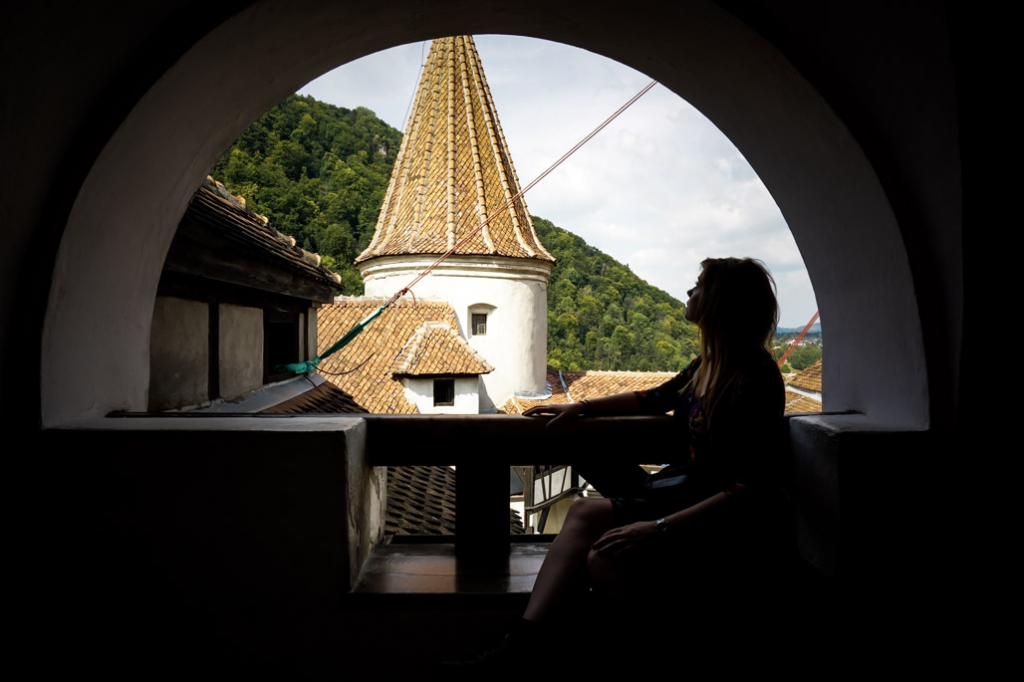 Upper levels of Bran Castle looking over the courtyard. 