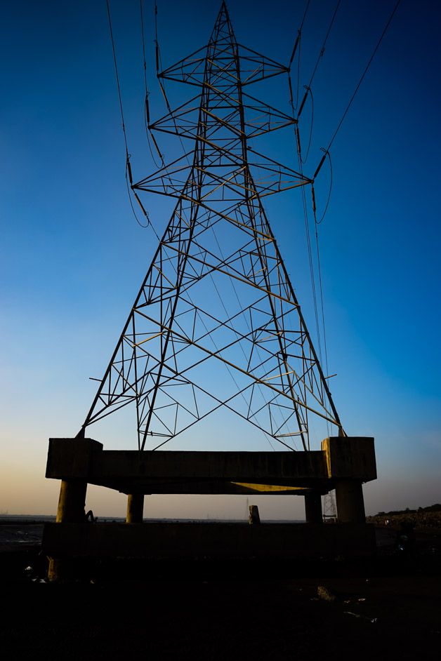 Power lines on Dumas Beach, India. 