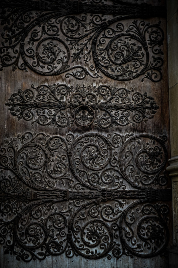 Iron work on Cathedral doors in Paris. 