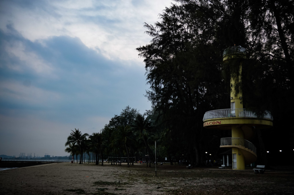 Amber Beacon Tower of East Coast Park in Malaysia. 