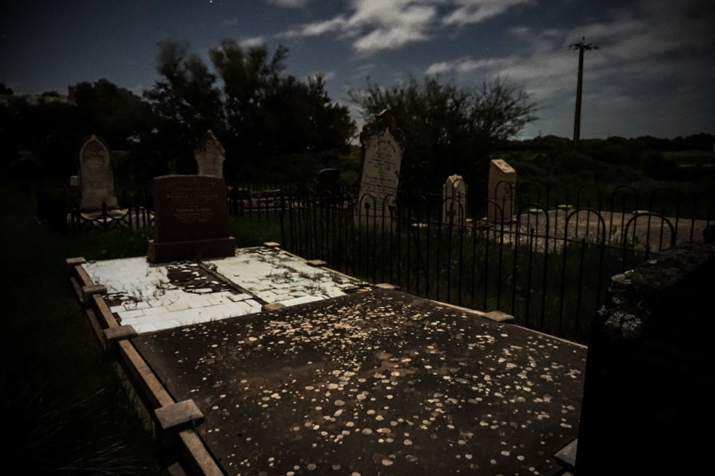 Moonlit cemetery in South Australia. 