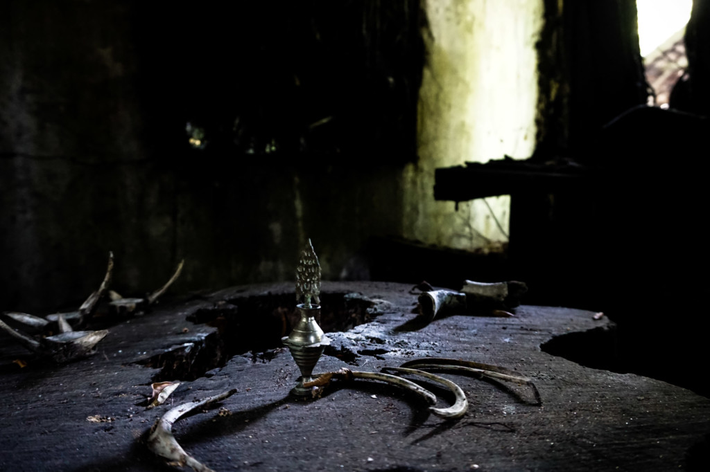 Bones on display in the haunted museum of Penang. 