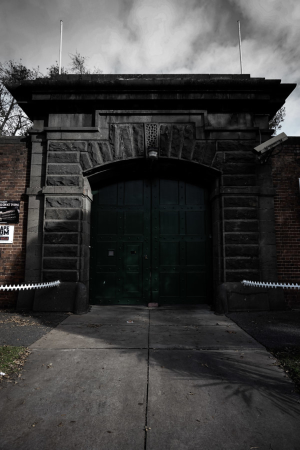 Front gates the haunted jail in Geelong. 