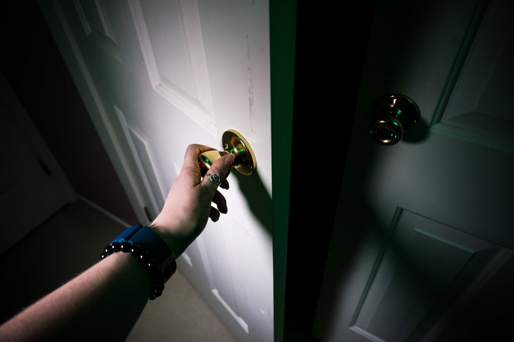 Enter the closet to play a paranormal game. 