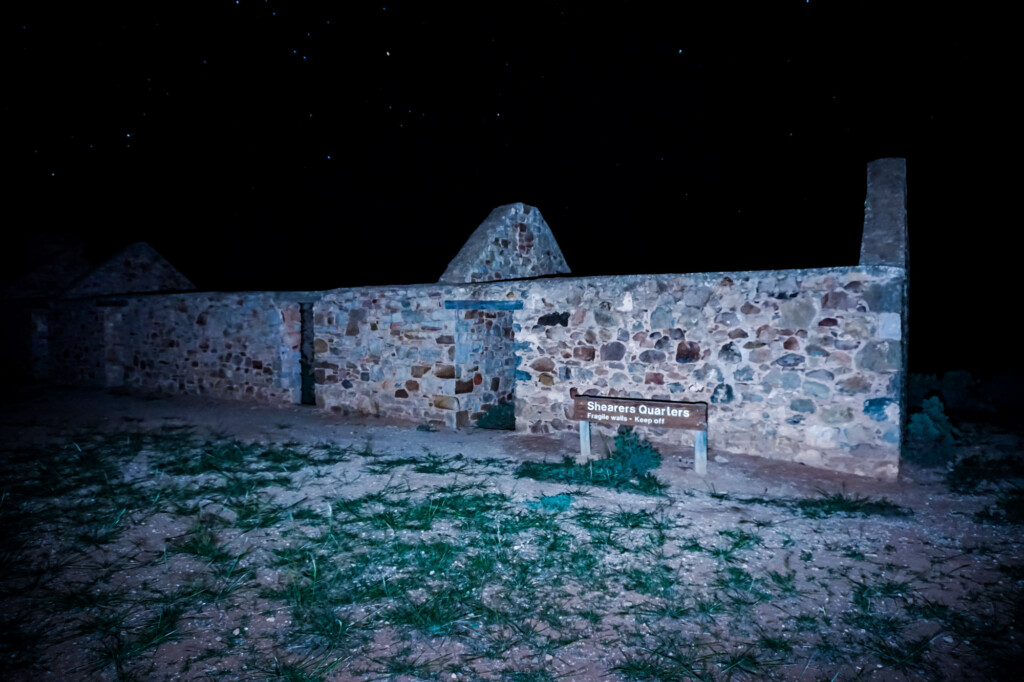 Ghost town in South Australia at night. 