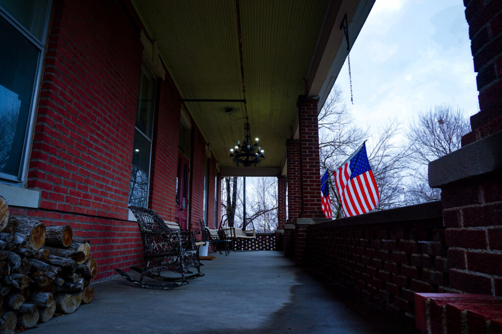 Beattie Mansion front porch. 