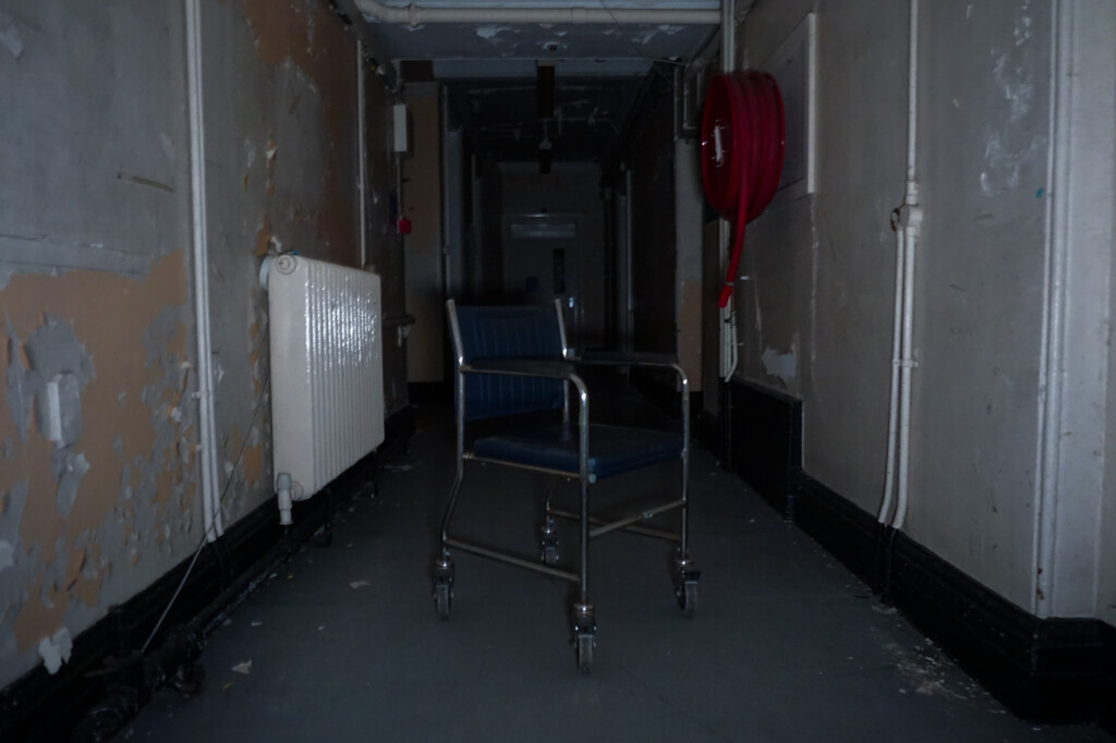 Corridor of the haunted hospital, Wales. 